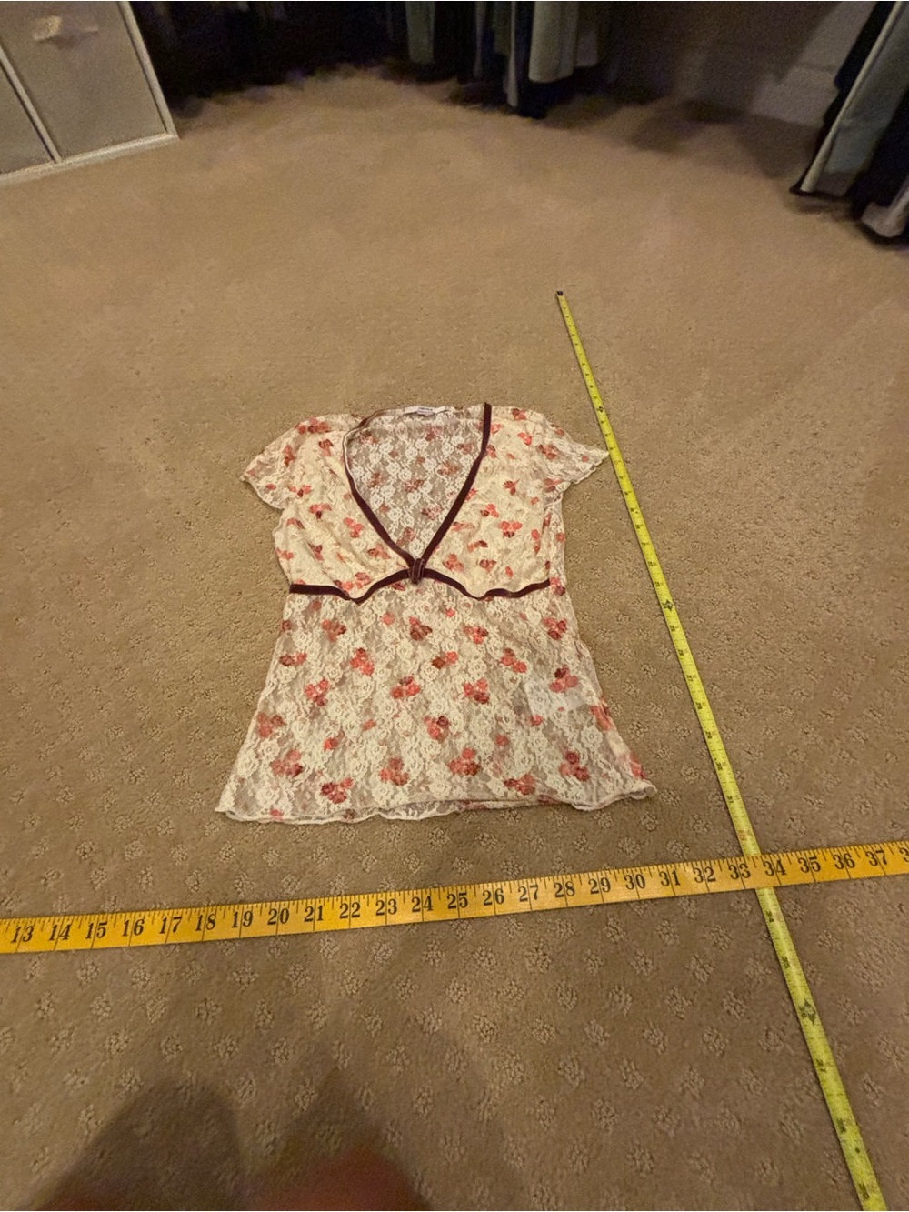 Kimchi Blue Lace Floral Tank Top - Cream & Pink Sz M - Picture 2 of 4